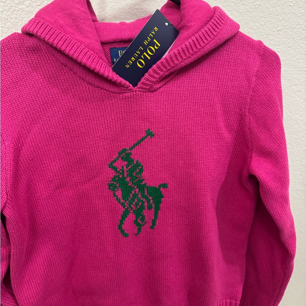 Ralph Lauren Kids Fuchsia Sweater with Green Logo
